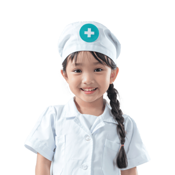Smile little girl wearing nurse uniform standing isolate on transparency background png