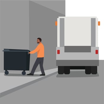 Recycling and transportation in city. Sanitary Vehicle or garbage truck. vector