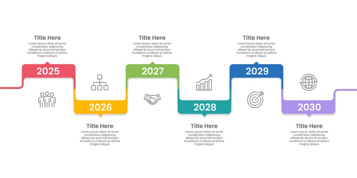 6th Anniversary Celebration. Infographic Colorful Design, Business Presentation, Milestone, Congratulations and Road map. vector