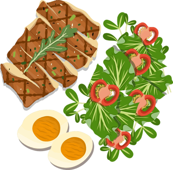 Grilled Chicken With Asparagus and Tomato, hand drawn healthy food. png