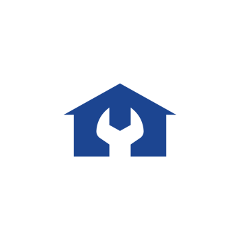 A blue house with a wrench in the middle png