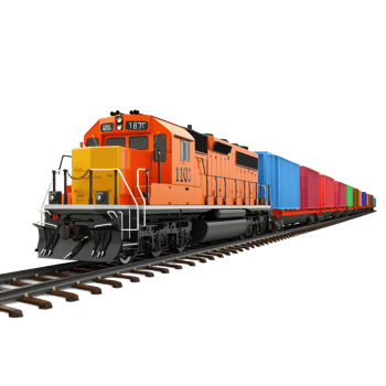 3D Freight Trains side view isolate on transparency background png