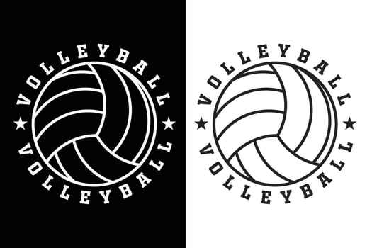 Volleyball Typography, Volleyball Lineart, Volleyball silhouette, Volleyball logo vector
