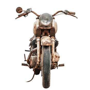 Broken motorbike front view isolate on transparency background png