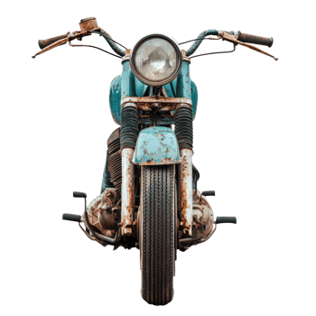 Broken motorbike front view isolate on transparency background png