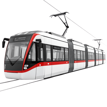 3D Trams Streetcars side view isolate on transparency background png