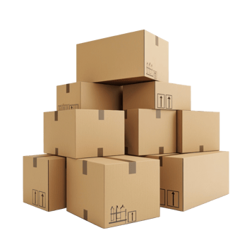 3D Cardboard box stack isolate on transparency background png