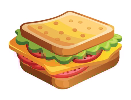 Delicious square sandwich with lettuce tomato and cheese being served for lunch- vector