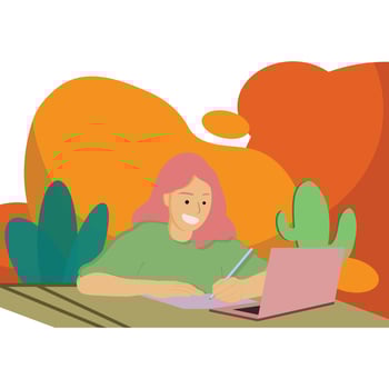 Girl Study Flat vector