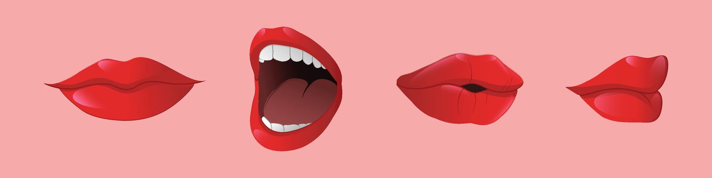 Doodle Lips Set lady vector