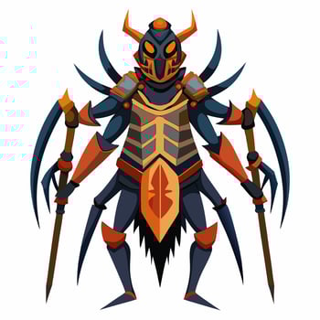 A cartoon insect with a helmet and two sticks vector