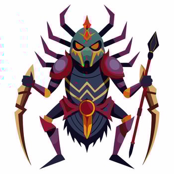 A cartoon insect with a spear and armor vector