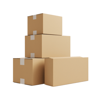 3D Cardboard box stack front view isolate on transparency background png