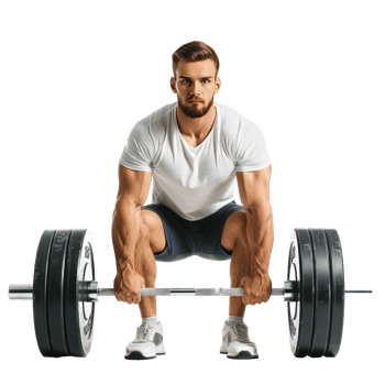 Young man with barbell training, weightlifting concept isolate on transparency background png