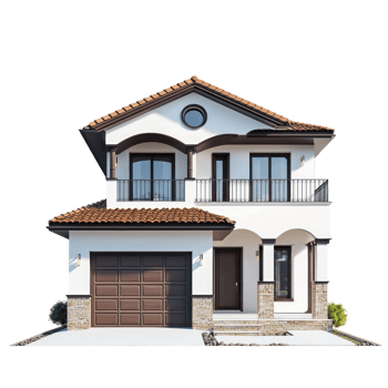 3D Single-Family House front view isolate on transparency background png