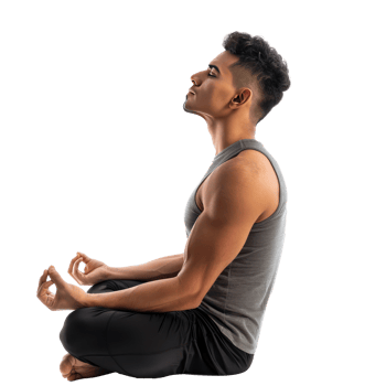 Young man practicing yoga with lotus pose side view isolate on transparency background png