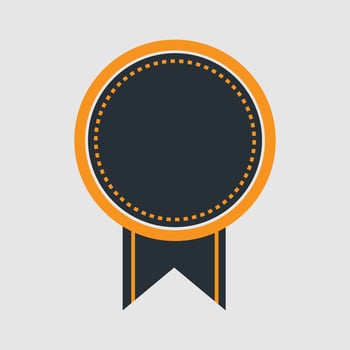 Black and Orange Blank Badge with Ribbon, Award, Recognition, Achievement vector