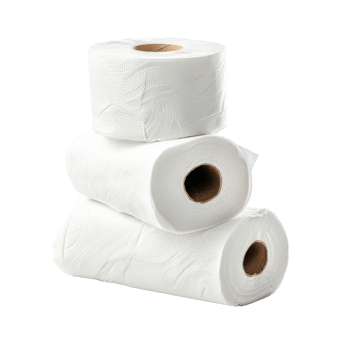 3 stack of Roll of toilet paper isolate on transparency background png