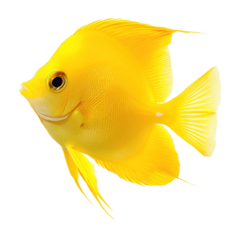 Yellow Tang fish side view isolate on transparency background png