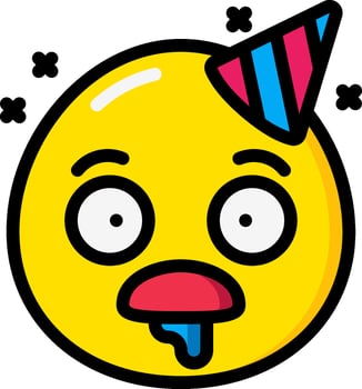 A cartoon emoticion with a party hat on vector