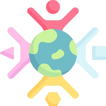 People around the earth with different shapes vector