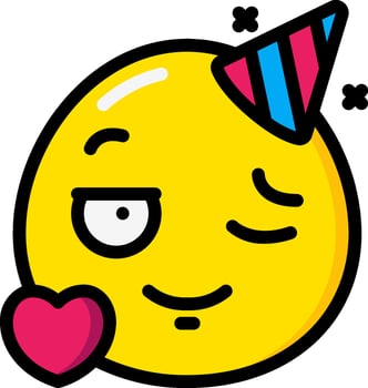 A cartoon yellow emoticion with a party hat vector