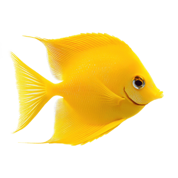 Yellow Tang fish side view isolate on transparency background png