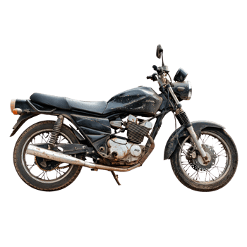 Broken motorbike side view isolate on transparency background png