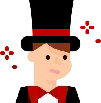 A cartoon man in a top hat and bow tie vector