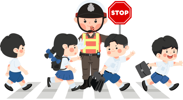 Students walk across the crosswalk Traffic Concept png