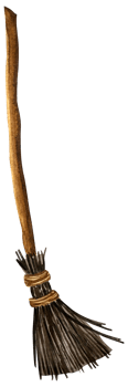 Watercolor witch broom. Wooden broomstick isolated. Halloween broom illustration. png