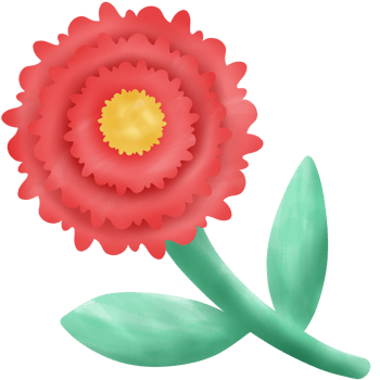 minimal cute flower in red and green tone png
