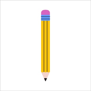 Pencil with eraser on isolated background. illustration for school supplies or office materials vector