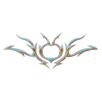 3D abstract neo tribal shape. Aesthetic y2k cyber gothic style. 3D render png