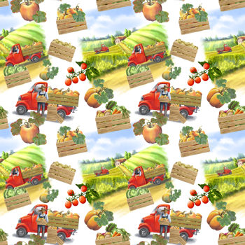 Seamless pattern with farmer's landscape for wrapping farmers production png