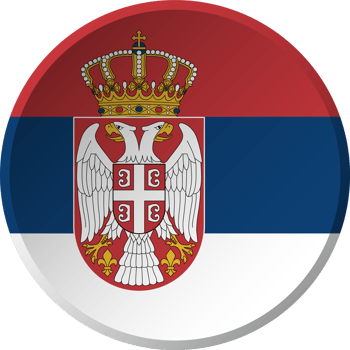 Serbia flag with circular concave button design png