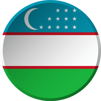Uzbekistan flag with circular concave button design png