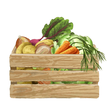 Wooden Crate with farmer's vegetables png