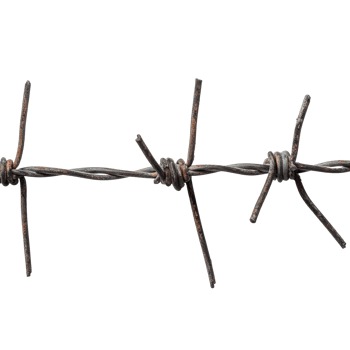 Rusty barbed wire section used in rural fencing transparent png