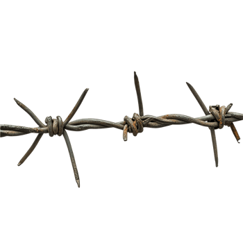 Barbed wire fencing in a rural setting at dusk transparent png