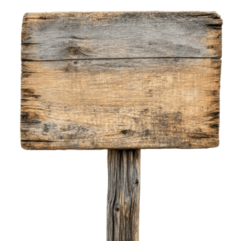 Weathered wooden signpost in a natural setting transparent png