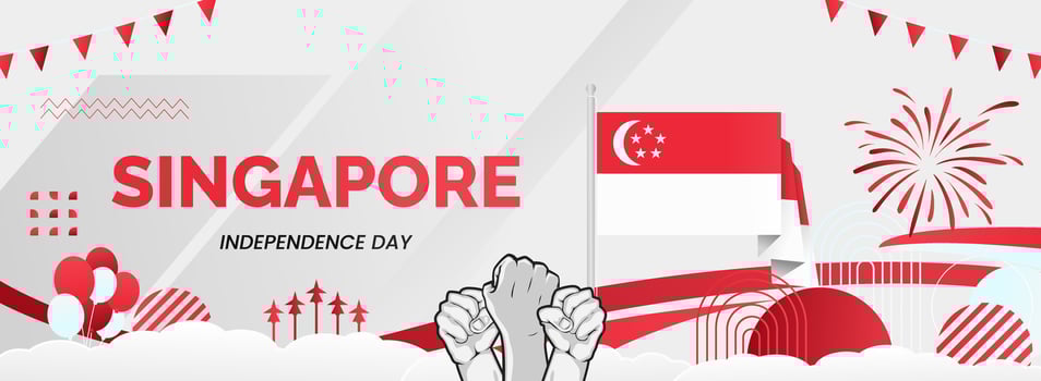 Wide banner with festive ornament for Singapore national day or independence vector