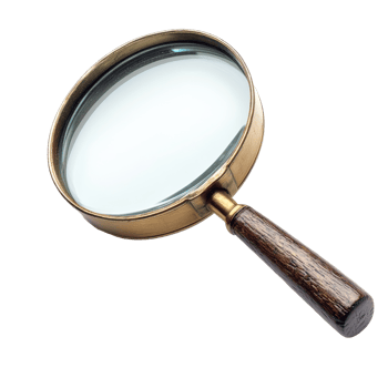 Antique magnifying glass on white background transparent png