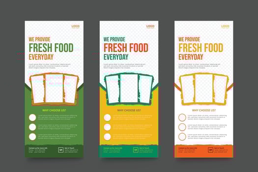 Food and Restaurant Rollup Banner, Fast Food Rollup Banner Template, Food Restaurant template design vector