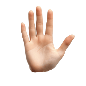 Open hand gesture against a white background transparent png