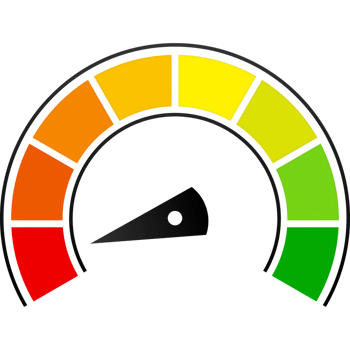 Credit score speedometer set on white background. illustration png