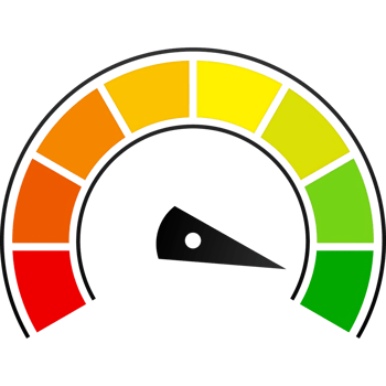 Credit score speedometer set on white background. illustration png