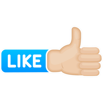 Flat like sticker. Thumb up like icon. Flat cartoon illustration png