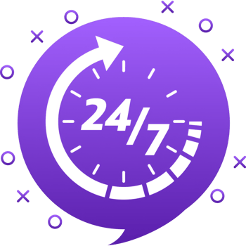 24 hour support in abstract style on white background. Customer service. Online support call center. Flat . png