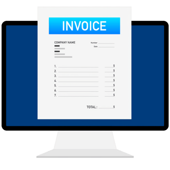 Flat blue invoice illustration. flat illustration. Payment check isometric 3d. Online tax payment png